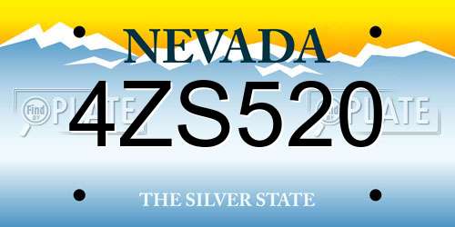 4ZS520 Nevada License Plate