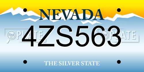 4ZS563 Nevada License Plate