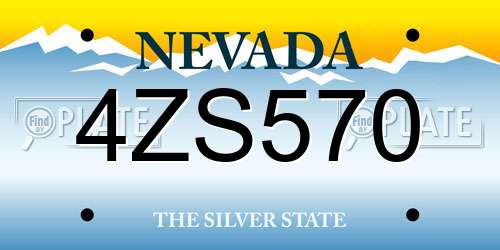 4ZS570 Nevada License Plate