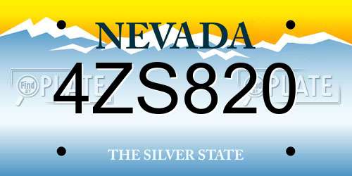 4ZS820 Nevada License Plate