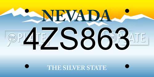4ZS863 Nevada License Plate