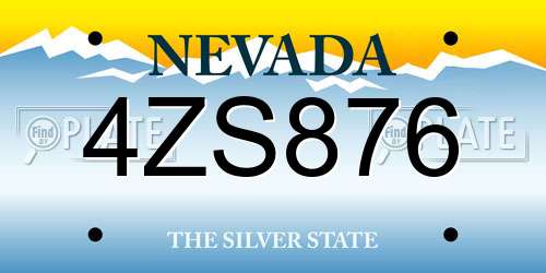 4ZS876 Nevada License Plate