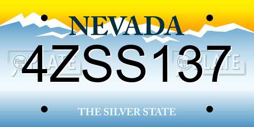 4ZSS137 Nevada License Plate