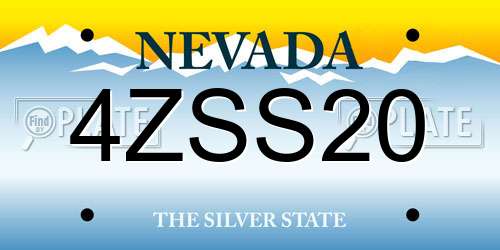 4ZSS20 Nevada License Plate