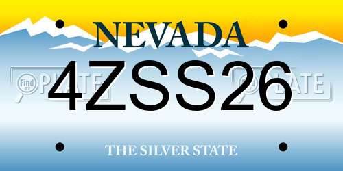4ZSS26 Nevada License Plate