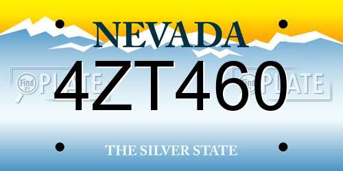 4ZT460 Nevada License Plate