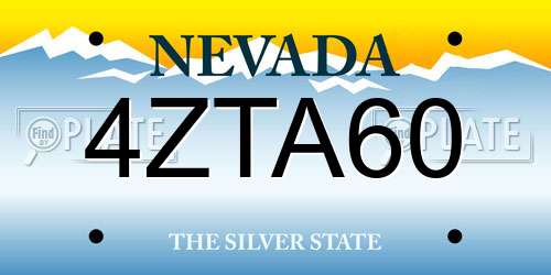 4ZTA60 Nevada License Plate