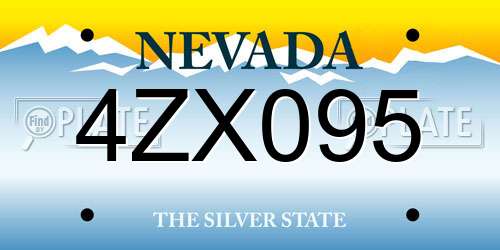 4ZX095 Nevada License Plate