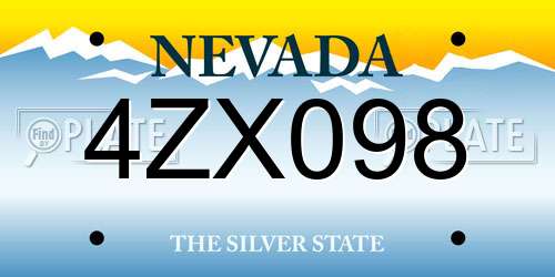 4ZX098 Nevada License Plate