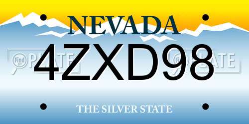 4ZXD98 Nevada License Plate