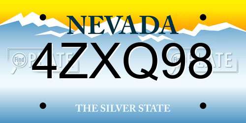 4ZXQ98 Nevada License Plate