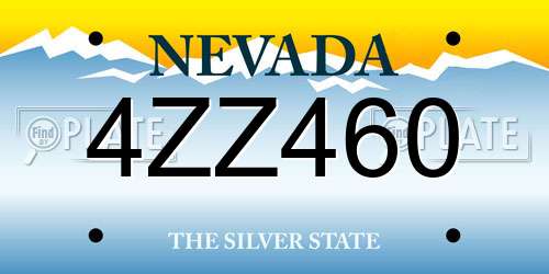4ZZ460 Nevada License Plate