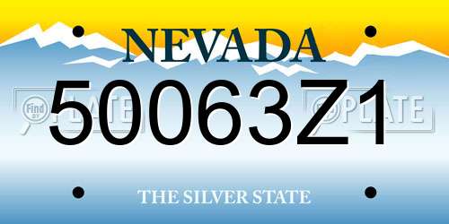 50063Z1 Nevada License Plate
