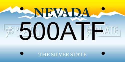 500ATF Nevada License Plate