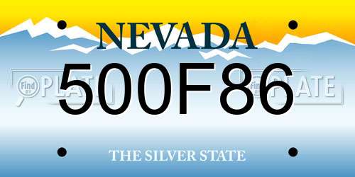 500F86 Nevada License Plate