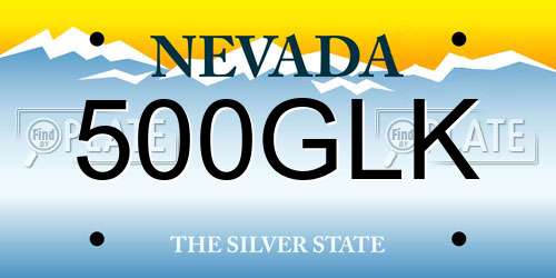 500GLK Nevada License Plate