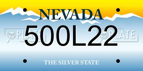 500L22 Nevada License Plate
