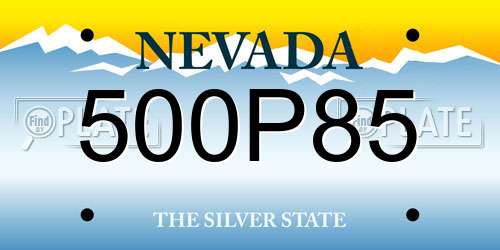 500P85 Nevada License Plate