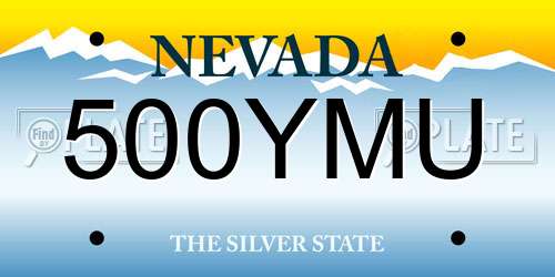 500YMU Nevada License Plate
