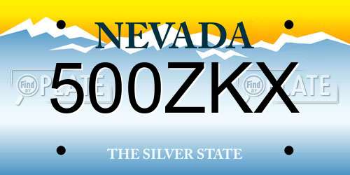 500ZKX Nevada License Plate