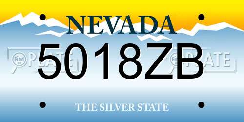 5018ZB Nevada License Plate