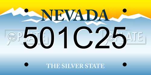 501C25 Nevada License Plate