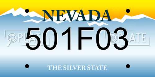 501F03 Nevada License Plate