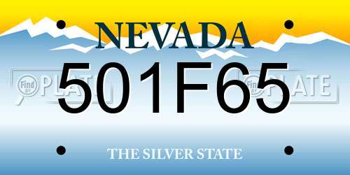 501F65 Nevada License Plate