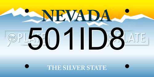 501ID8 Nevada License Plate