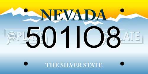 501IO8 Nevada License Plate