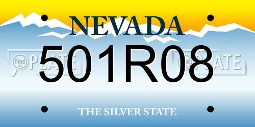 501R08 Nevada License Plate