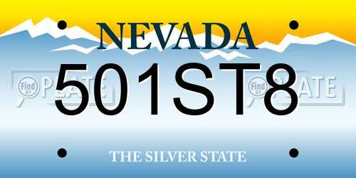 501ST8 Nevada License Plate