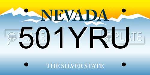501YRU Nevada License Plate