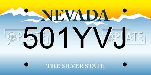 501YVJ Nevada License Plate