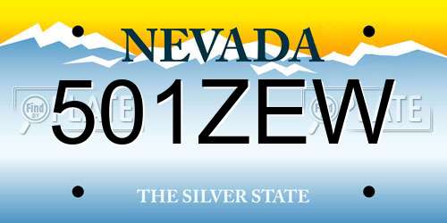 501ZEW Nevada License Plate
