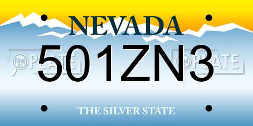 501ZN3 Nevada License Plate