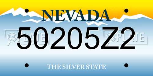 50205Z2 Nevada License Plate