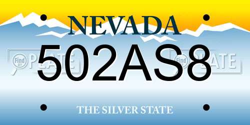 502AS8 Nevada License Plate