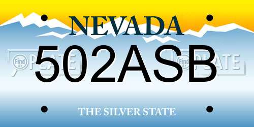 502ASB Nevada License Plate
