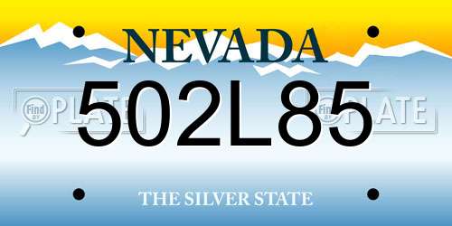 502L85 Nevada License Plate