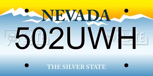 502UWH Nevada License Plate