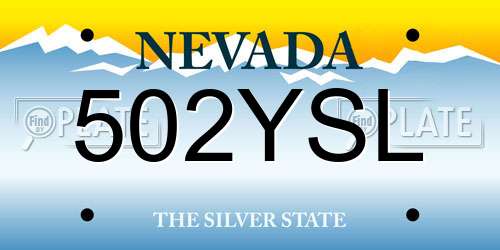 502YSL Nevada License Plate