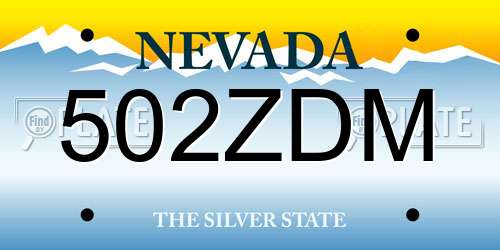 502ZDM Nevada License Plate