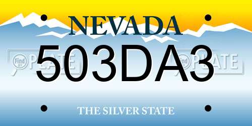 503DA3 Nevada License Plate