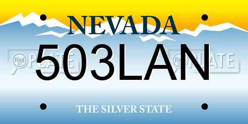 503LAN Nevada License Plate