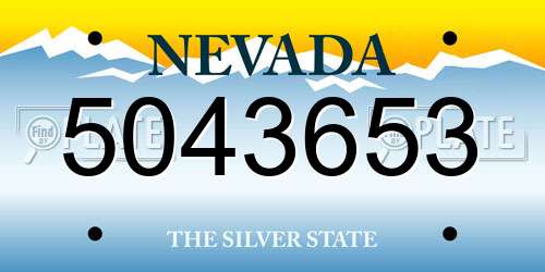 5043653 Nevada License Plate