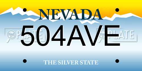 504AVE Nevada License Plate