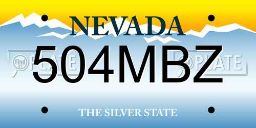 504MBZ Nevada License Plate