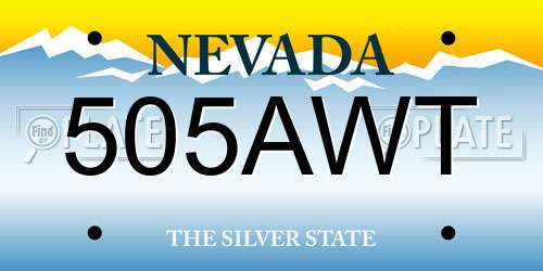 505AWT Nevada License Plate