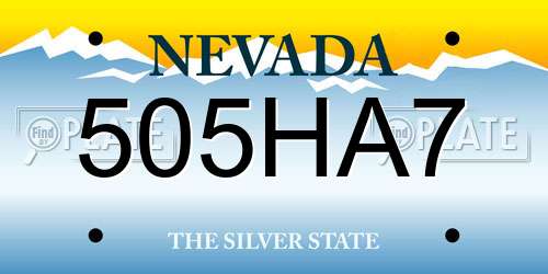 505HA7 Nevada License Plate